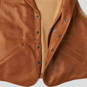 Chaleco de cuero genuino personalizado para hombre, chaleco de invierno duradero de la mejor calidad, chaleco de cuero de diseño de alta calidad, chaleco de cuero para hombre con MOQ bajo. - Product Image 3