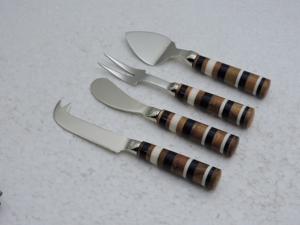 Stainless Steel Cheese Utensil Set 4 Piece Wooden Handle Serving Tools Dishwasher Safe Hand Wash Only - Product Image 5