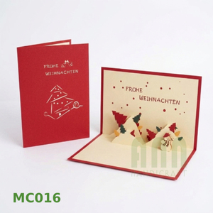 ANN HANDICRAFT MC016 Vietnam Christmas Hills Custom Offset Printed 3D Pop-up Die-Cut Greeting Cards <b>Matte</b> <b>Varnishing</b> Paper - Product Image 3