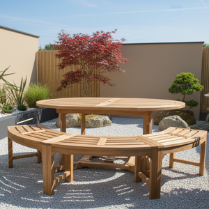 Table de salle à manger d'extérieur au design moderne et écologique en teck massif, style ferme, design contemporain, mobilier d'extérieur commercial - Product Image 1