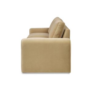 Divano da soggiorno in velluto performante beige marrone cammello con braccioli ad arco Mason 85 pollici - Product Image 5