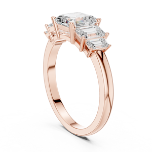 14k Solid Rose Gold Engagement Ring Comes With Asscher & Emerald Cut Prong Set Lab Grown Diamond GRA Certified Jewelry <b>For</b> <b>Her</b> - Product Image 4