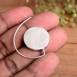 Handmade 925 Sterling <b>Silver</b> Disc Hoop <b>Earrings</b> Boho & Hippie Circle Dangle <b>Wedding</b> Gift Custom Jewelry Manufacturer - Product Image 4