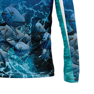 Camisas de Pesca Largas Estampadas de Alta Calidad UPF 50 Transpirables de Secado Rápido para Hombre y Mujer, Cuello de Poliéster Sublimado, Venta al por Mayor - Product Image 3