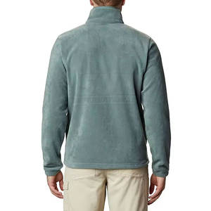 Veste polaire pour homme à col montant avec fermeture éclair intégrale, couleur unie, logo sur le devant, qualité supérieure, veste d'hiver pour homme à prix avantageux - Product Image 2