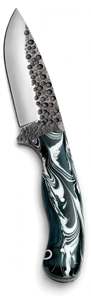 Couteau utilitaire de camping en plein air à lame fixe forgé à la main avec manche en résine noire et blanche - Product Image 3