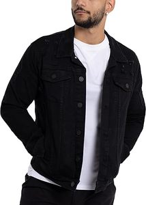 Men's Black <b>Denim</b> Jacket Casual Turn-down Collar Single Breasted Regular Fit Washed Cotton <b>Material</b> Autumn Wea - Product Image 5