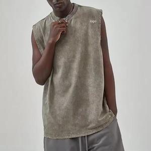Nouveau débardeur délavé à l'acide de haute qualité au design personnalisé pour hommes, idéal pour la musculation, la gym et le fitness, débardeur décontracté effet vieilli pour hommes - Product Image 1
