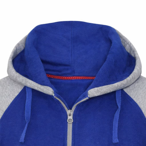 Men's Blue Gray <b>Raglan</b> Sleeve Zip-Up Hoodie Casual Solid Color Breathable Knitted Hooded Sweatshirt Regular Fit Winter Wear - Product Image 5