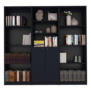 Set da soggiorno 3 pezzi nero con 3 librerie mobili eleganti per l'arredamento della casa - Product Image 2