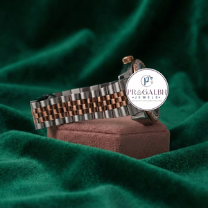 Montre de luxe Pragalbh Jewels avec diamants, en acier inoxydable bicolore, à quartz analogique, avec lunette pavée, montre personnalisée - Product Image 3