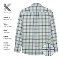 Kemeja Flanel Pria 100% Katun 160GSM Plaid 2/2 S Twill Lengan Panjang OEM ODM