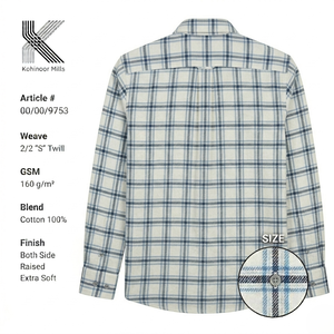 Chemise en flanelle pour homme 100% coton 160GSM à carreaux 2/2 S Twill à manches longues OEM ODM - Product Image 2
