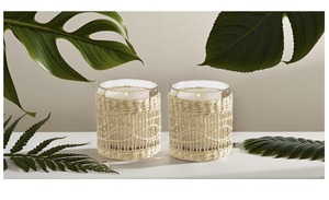 Set of 2 Handmade Rattan Glass Candle Holders Decorative <b>Tealight</b> <b>Lanterns</b> for Home Table Wedding Decor Wholesale From India - Product Image 3