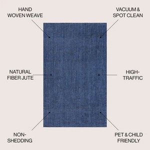Tapis en jute tissé à la main, couleur unie, rectangulaire, style moderne, à poils plats, épaisseur fine, nettoyage facile, adapté aux animaux domestiques et aux enfants, pour salon - Product Image 3