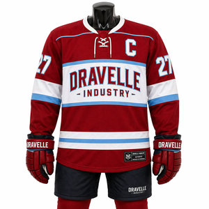 Maillot de hockey sur glace haut de gamme personnalisé pour équipe, en tissu maille respirant, broderie sergé, uniforme de hockey professionnel pour homme - Product Image 3