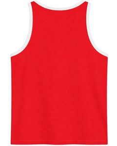 Débardeur Homme Personnalisé Bleu et Blanc à Bordures Contrastantes, Gilet en Coton Sans Manches Couleur Unie, Décontracté pour l'Été, la Gym, l'Entraînement et le Fitness - Product Image 2