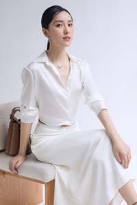 Women's <b>White</b> Floor-Length Satin Skirt with Elastic Waist Casual Elegant Solid Chiffon <b>Maxi</b> Dress Style All Seasons - Product Image 3