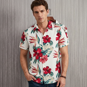 Men's Floral Printed Hawaiian Shirt Short Sleeve Turn-<b>down</b> Collar Summer Vacation Wear Poplin Fabric Casual Quick Dry Breathable - Product Image 4