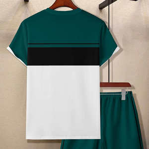 Ensemble de shorts sportifs pour homme en deux pièces pour l'été, tissu en molleton respirant, séchage rapide, 100% coton, imprimé, style streetwear, mode décontractée - Product Image 2