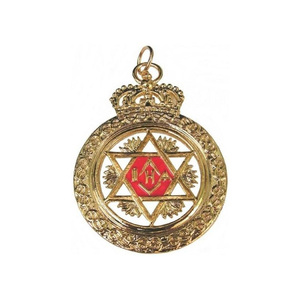 Emblema Masónico de Estrella Coronada, Colgante Dorado para Cuello, Rito Escocés, Maestro de San Andrés, Insignia Ceremonial - Product Image 1
