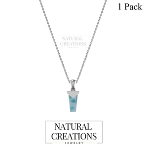 จี้เงินแท้ 925 พรีเมียม คุณภาพสูง ดีไซน์คลาสสิก ประดับด้วยพลอยลาริมาร์ทรงดินสอ ตัวเรือนแบบฝังขอบ งานแฮนด์เมด - Product Image 3