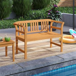 Divano da giardino 119,38 x 50,80 x 78,74 cm, capacità 800 libbre, schienale geometrico, colore naturale - Product Image 1