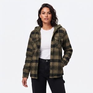 Women's Plaid Fleece <b>Jacket</b> Hooded Full Sleeve Winter Warm <b>Flannel</b> Outerwear <b>Jackets</b> Women <b>Flannel</b> <b>Jacket</b> With Sherpa Lining - Product Image 4