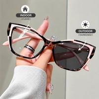 Lunettes photochromiques œil-de-chat pour femmes, montures anti-lumière bleue, montures surdimensionnées bicolores pour usage quotidien