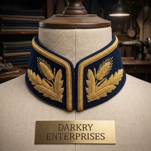 Servicio de Fabricación de Cuellos de Lana Azul Rey con Diseño de Plumas y Bordado de Hilo de Oro Hecho a Mano Personalizado - Product Image 5