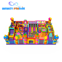Parc de trampolines gonflables colorés pour l'aventure, équipement de terrain de jeu gonflable commercial pour l'extérieur et l'intérieur, parc à thème pour enfants