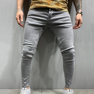 Jeans ajustados elásticos de alta calidad para hombre, jeans clásicos informales de cuatro colores sólidos con bolsillo - Product Image 4