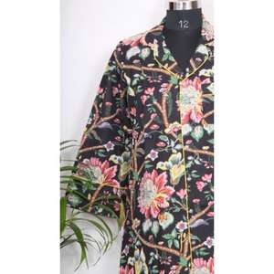 Chemisiers en coton élégants de style bohème pour femmes, chemisiers en coton faits à la main, imprimés de fleurs, robe chemise bohème, tenue de soirée, robe décontractée, chemisier en coton - Product Image 2