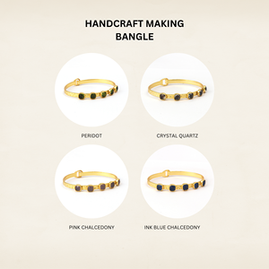 Bracelet jonc ajustable en laiton plaqué or 18 carats, style rétro, haut de gamme, avec péridot vert, bijoux de mode pour femmes - Product Image 5