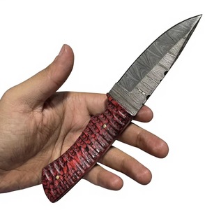 มีดเหล็กดามัสกัส ใบมีดแบบ Fixed Blade ปลายแหลม ด้ามจับแบบผสมผสาน ขนาด 20 ซม. - Product Image 1