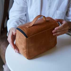 Genuine Leather <b>Toiletry</b> <b>Bag</b> Mens Dopp Kit Shaving Wash <b>Bag</b> Travel Cosmetic Pouch <b>Large</b> Capacity Wholesale UK TYG-0138 - Product Image 3