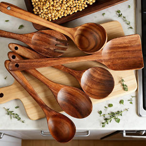 Ensemble d'ustensiles de cuisine en bois, 5 pièces, spatule, cuillère, fourchette, résistant à la chaleur - Product Image 4