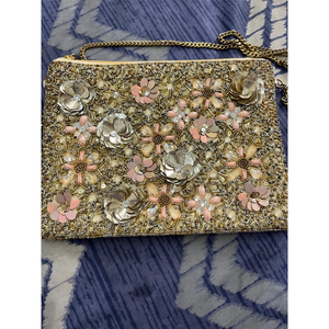 Handcrafted Indian Luxury Casual Daily Fashion Accessory Colorful Glass <b>Beaded</b> Baguette Handle Bag Durable <b>Crystal</b> Art Accessory - Product Image 3