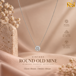 Vintage Round <b>Old</b> Mine Diamond Pendant <b>Necklace</b> Solitaire Chain Solid Gold 9K 14K 18K <b>Fine</b> <b>Jewelry</b> | Classic Luxury <b>Jewelry</b> Gift - Product Image 5