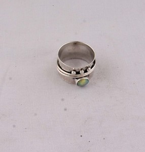 Vintage Style Ethiopian Fire Opal Bezel Setting Band <b>Ring</b> Solid Sterling <b>Silver</b> Twisted Patterned Handmade <b>Boho</b> Artisan Jewelry - Product Image 2