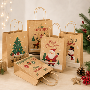MOQ 50 pièces – Sacs cadeaux en papier kraft biodégradable Eco34 EcoRev avec poignées torsadées pour restaurants, traiteurs et sacs à emporter pour chiens - Product Image 1