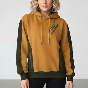 Sweat à capuche pour femme bicolore 450 g/m² avec plusieurs poches zippées et cordon de serrage réglable – Vêtements élégants en gros - Product Image 6