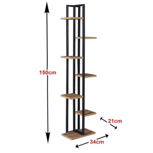 6 Tier Metal Wood Plant Stand <b>Tall</b> Corner Shelf - 150cm Geometric Bookshelf Flower Pot Rack Display for Home Office - Product Image 2