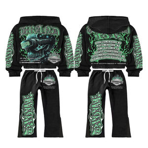 Conjunto de Sudadera con Capucha y Pantalones de Chándal para Hombre, Estilo Vintage con Lavado Ácido, 100% Algodón, Impresión Digital, Cierre de Cremallera, Ropa Deportiva Urbana - Product Image 5