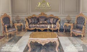 Conjunto de sofá tallado en plata y champán para sala de estar, Conjunto elegante de sofá tallado en plata, artesanía india de lujo para sala de estar - Product Image 3