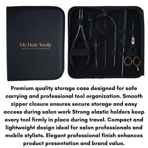 Professional Hair Extension Tool Kit Pulling Hook Loop Wire Tool Tail Comb Sewing <b>Needle</b> Scissor Parting Finger Barber Crimping - Product Image 6