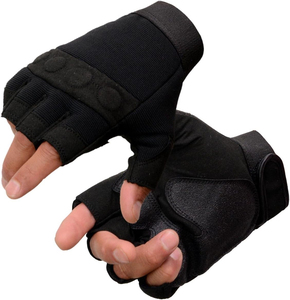 Gants de moto sans doigts rembourrés noirs pour hommes Samroz Sports - Product Image 1