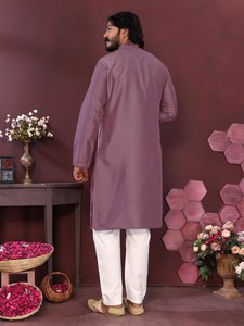 Exclusive Smart <b>Silk</b> <b>Kurta</b> Pyjama Set With Embroidery Mirror Work Party Wear Festival Wedding Mens Ethnic Wear Style - Product Image 5