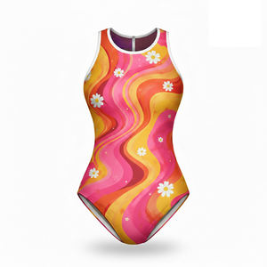 Traje de Baño de Una Pieza, 100% Poliéster, Corte Alto, con Estampado Frontal, Secado Rápido e Impermeable, Unisex - Product Image 3