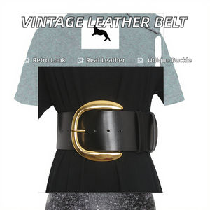 Cinturones de Moda para Mujer, Diseño Vintage, 8 cm de Ancho, Cuero Genuino Ecológico, Hebilla Cuadrada Informal, Transpirable, Conjuntos de Cinturones para Falda - Product Image 2